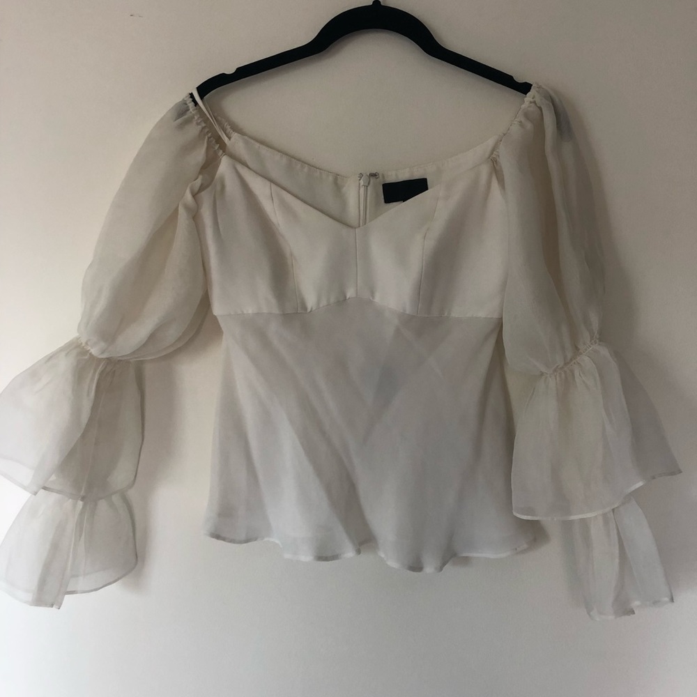 Intermix P/ XS white off the shoulder silk blouse